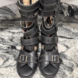 Freebird by Steven Bond Black Strappy Heeled Boots